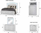First of a Kind Shiney Contemporary 5 Piece Queen Bedroom Set High Gloss White - Image 9