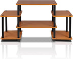 Furinno No Tools Tube Entertainment Center, Light Cherry/Black, Square Corner - Image 4