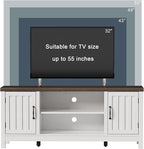 ChooChoo Farmhouse TV Stand, Wood Fluted Door Entertainment Center - Image 4