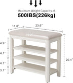 AQIMUELE Shoe Bench with Leather Cushion, 3 Tiers Shoe Storage Bench Height - Image 2