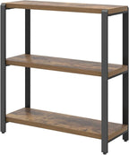 EXCEFUR Small Bookshelf, 3 Tier Short Low Book Shelf, Modern Metal and Wood - Image 9