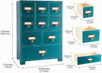 Apothecary Cabinet with 9 Drawers & Labels Rustic Library Card Catalog Cabinet - Image 3