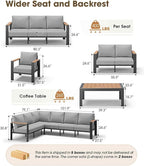 Aluminum Outdoor Patio Furniture Set, 11 Seats Patio Conversation Sets - Image 8