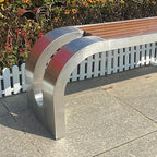 LITFAD Outdoor Indoor Bench Stainless Steel Metal Park Bench - Image 4