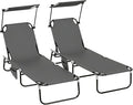 Outsunny Folding Chaise Lounge Pool Lounge Chairs Set of 2, Outdoor Sun Tanning by Outsunny