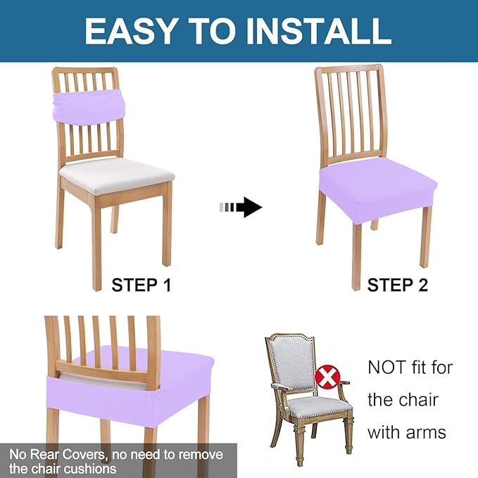 Smiry Waterproof Seat Covers for Dining Room Chairs Set of 6, Stretch Jacquard - Image 5