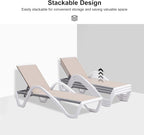 PURPLE LEAF Patio Chaise Lounge Chair Set Outside Aluminum Plastic Stackable - Image 5