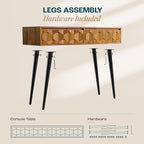 Bme Console Modern Mid-Century 2 Drawers and Metal Legs, Unique Geometric - Image 6