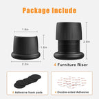 Adjustable Furniture Bed Risers, 1.6-2.6 inch Black, Durable Plastic Anti Slip - Image 6