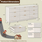 63" Wide Fluted 9 Drawers Dresser for Bedroom,Curved Edge,White - Image 2