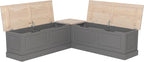 Linon Harris Grey and Maple Solid Pine Backless Nook - Image 7