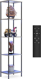 Display Shelf with RGBW Light, Color Changing Curio Cabinet Floor Lamp with - Image 9