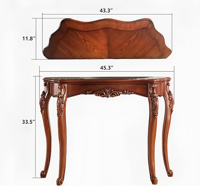 Solid Wood Console Traditional Decorative Furniture Tables, Half Moon Sofa Table - Image 2
