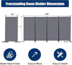 Room Divider 6FT Portable Room Dividers and Folding Privacy Screens, 4 Panel - Image 6
