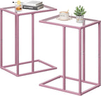 C Shaped End Table Set of 2, Small Side Couch Sofa Tables by Easy+Paws