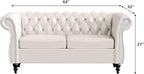 LEVNARY Leather Sofa, Chesterfield Tufted Upholstered 2 Seater Couch, Modern - Image 2