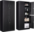Metal Storage Cabinet with 3 Adjustable Shelves and 4 Doors, Steel Tool Cabinets by SISESOL