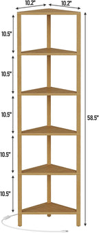 TUTOTAK Corner Shelf with LED Light, 6-Tier Corner Bookshelf - Image 2