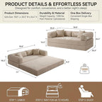 78" 4-in-1 Convertible Sofa Bed, Boneless Corduroy Sleeper Couch - Image 2