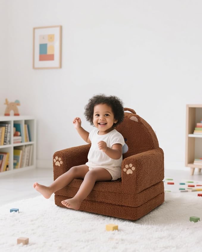 MOONBEEKI 2-in-1 Foldable Toddler Couch, Soft Sherpa Fabric - Image 2