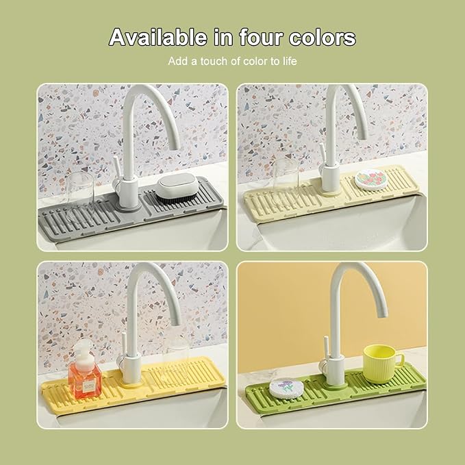 Faucet Mat for Kitchen Sink, 2024 Upgrade Faucet Guard Draining Mat Silicone - Image 5