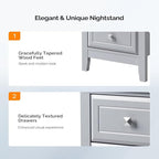 Bonnlo Gray Nightstand with 3 Drawers, Modern Night Stand - Image 4