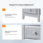 Bonnlo Gray Nightstands Set of 2, 3 Drawer Nightstand, Modern Night Stand - Image 5