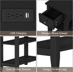ChooChoo Black End Table Set of 2, Sofa Side Table Living Room - Image 6