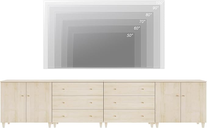 WAMPAT TV Stand Cabinets for 120+ Inches TVs, 4-in-1 Wood Media Console Table - Image 4