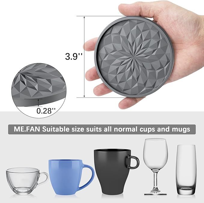 ME.FAN Silicone Coasters with Holder, Drinking Coasters - Image 3