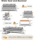 Aluminum Outdoor Patio Furniture Set, 11 Seats Patio Conversation Sets - Image 8