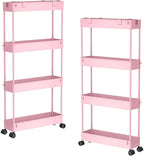 SPACELEAD 2-piece Set Slim Storage Cart 3 Tier, Bathroom Organizer Rolling by Home
