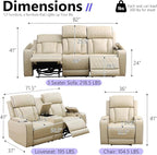 Power Recliner Sofa Set, Living Room Furniture Sets, Leather Reclining Sofa Set - Image 2