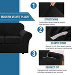 H.VERSAILTEX High Stretch Sofa Slipcover 4 Piece Cover Velvet Furniture - Image 3