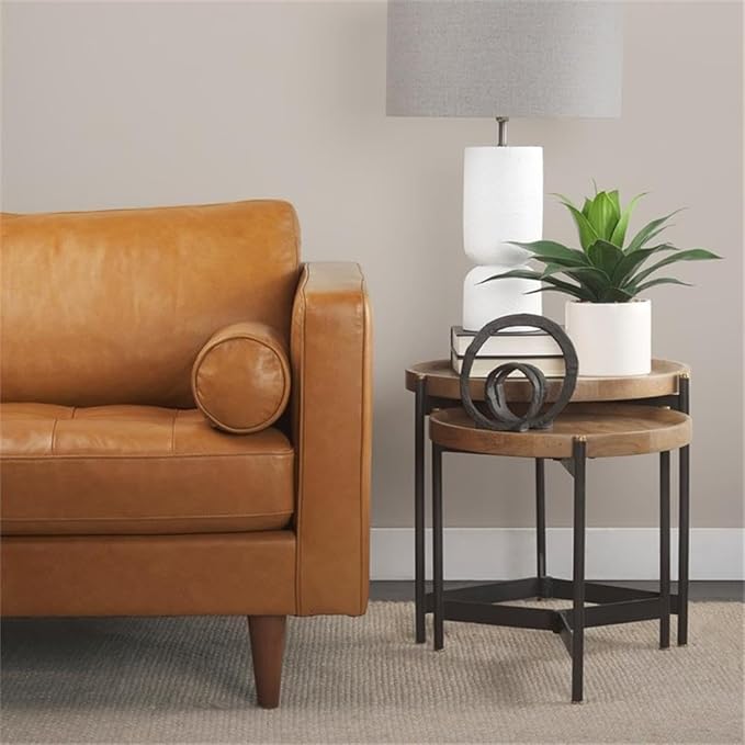 Pemberly Row Nesting Side Tables, 22.5Lx22.5Wx20.8H, Mango Wood Tray Tops - Image 4