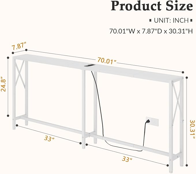 Gewudraw 70 in Skinny Sofa Table Behind Couch, Console Table - Image 3