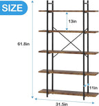 5 Tiers Bookshelf Organizer Industrial Shelf, Modern Open Display Storage - Image 2