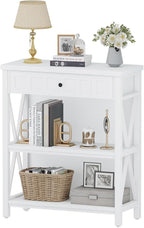 FATORRI Small Bookcase with Drawer, Wood and Metal Bookshelf - Image 8