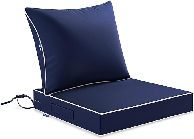 MIULEE Navy Outdoor Seat Cushion 24x24 Inch Waterproof & 3 Year Fade Resistant by MIULEE