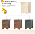 Bonnlo Solid Wood Nightstand Unfinished - Image 4