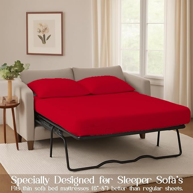 Sleeper Sofa Bed Sheet, 100% Cotton 400 Thread Count, 4 Piece Set, Deep Pocket - Image 3