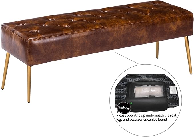 DUHOME Button-Tufted Ottoman Bench, Upholstered Bedroom Benches - Image 5