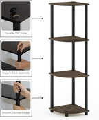 Furinno TURN-N-TUBE Corner Shelf, 4-Tier Corner Bookshelf, Display Storage - Image 5
