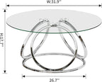 O&K FURNITURE Silver Coffee Table, Modern Glass Coffee Table Living Room Table - Image 2