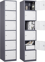 Metal Locker with 6 Doors, Lockable Locker Cabinet by Anxxsu