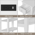 ChooChoo Narrow End Table with Charging Station, Side Table Living Room with - Image 6