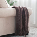 BOURINA Brown Throw Blanket 60x80 Inches Throw Textured Solid Soft Sofa Throw by BOURINA
