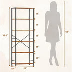 Furologee 6 Tier Book Shelf, Tall Wide Bookshelf, Industrial Open Bookcase - Image 3