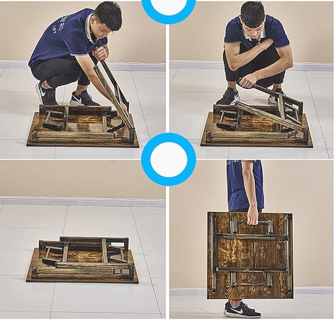 Japanese Floor Table, Folding Square Low Coffee Table - Image 5