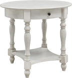 Oval End Table with Drawer, Solid Wood Sofa Side Storage Shelf, Traditional - Image 9